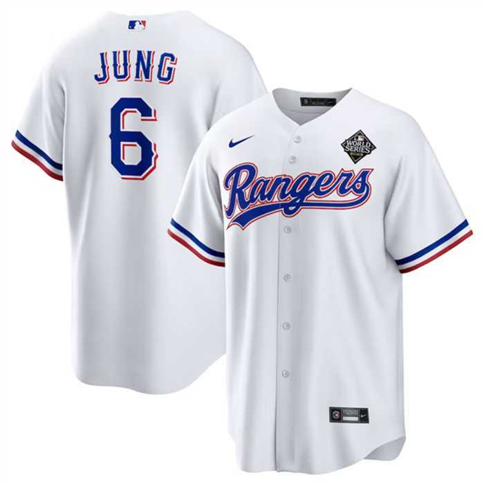 Men's Texas Rangers #6 Josh Jung 2023 White World Series Stitched Baseball Jersey Dzhi,We sell and wholesale Men's Texas Rangers #6 Josh Jung 2023 White World Series Stitched Baseball Jersey Dzhi on line form chian!